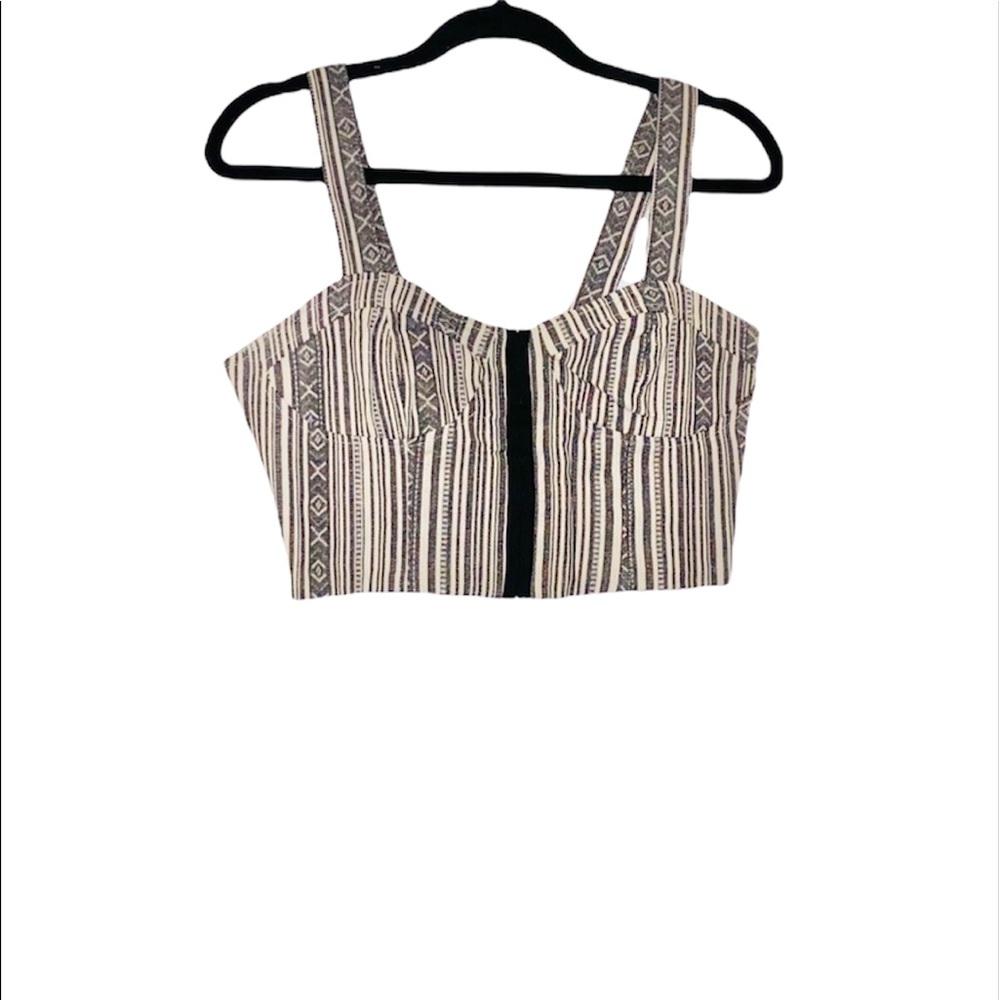NWT Luca Couture: Medium Tribal Threaded Zip Up Crop Tank